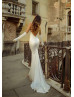V Neck Ivory Satin Backless Sexy Wedding Dress